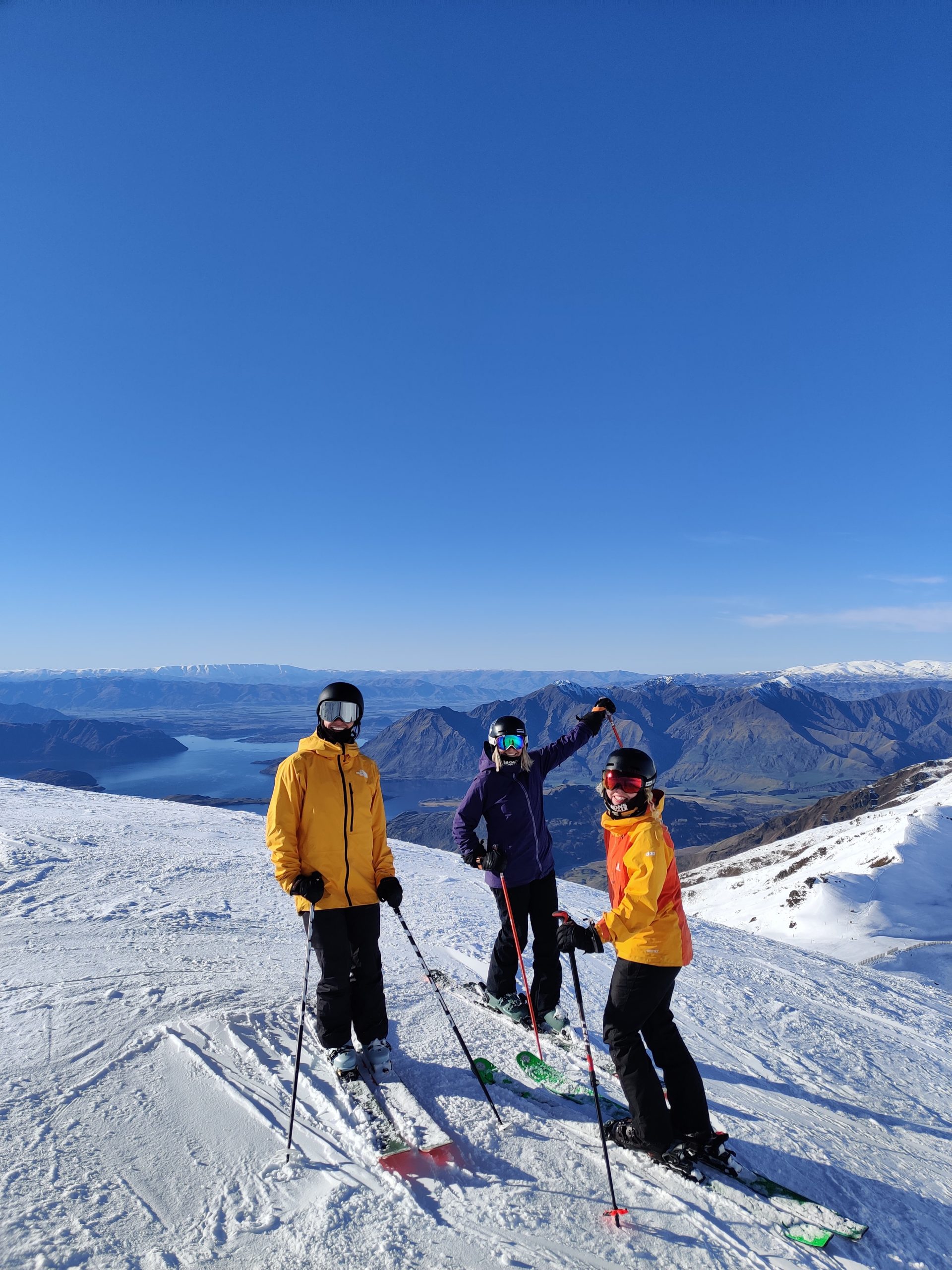 Skiing and snowboarding on mountain slopes